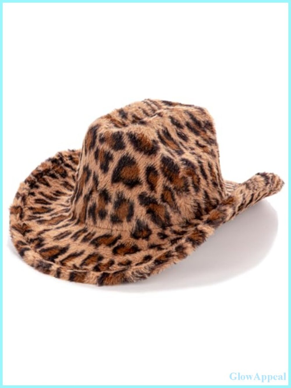 Leopard Print Felt Cowboy Hat, Wide Brim Western Fedora, Adjustable